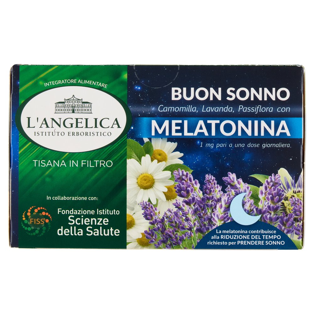 L'Angelica Tisana Buon Sonno Camomilla, Lavanda, Passiflora con Melatonina 15 Filtri