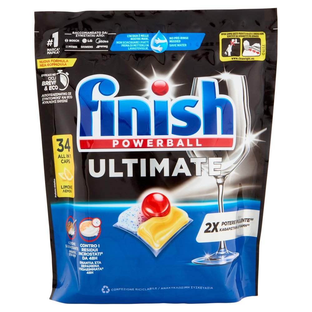 Finish Ultimate Limone Pastiglie Lavastoviglie 34 Lavaggi Gr.438