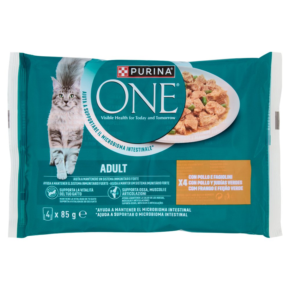 PURINA ONE ADULT POLLO&MANZ.4X85GR