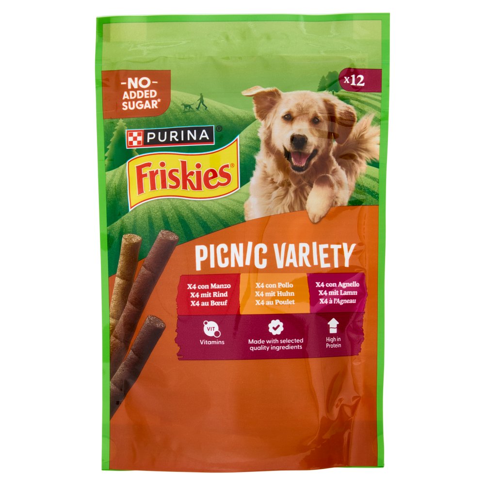 Purina Friskies Snack per Cani PicNic Sticks Variety Manzo Pollo e Agnello Pz.12 Gr.100 