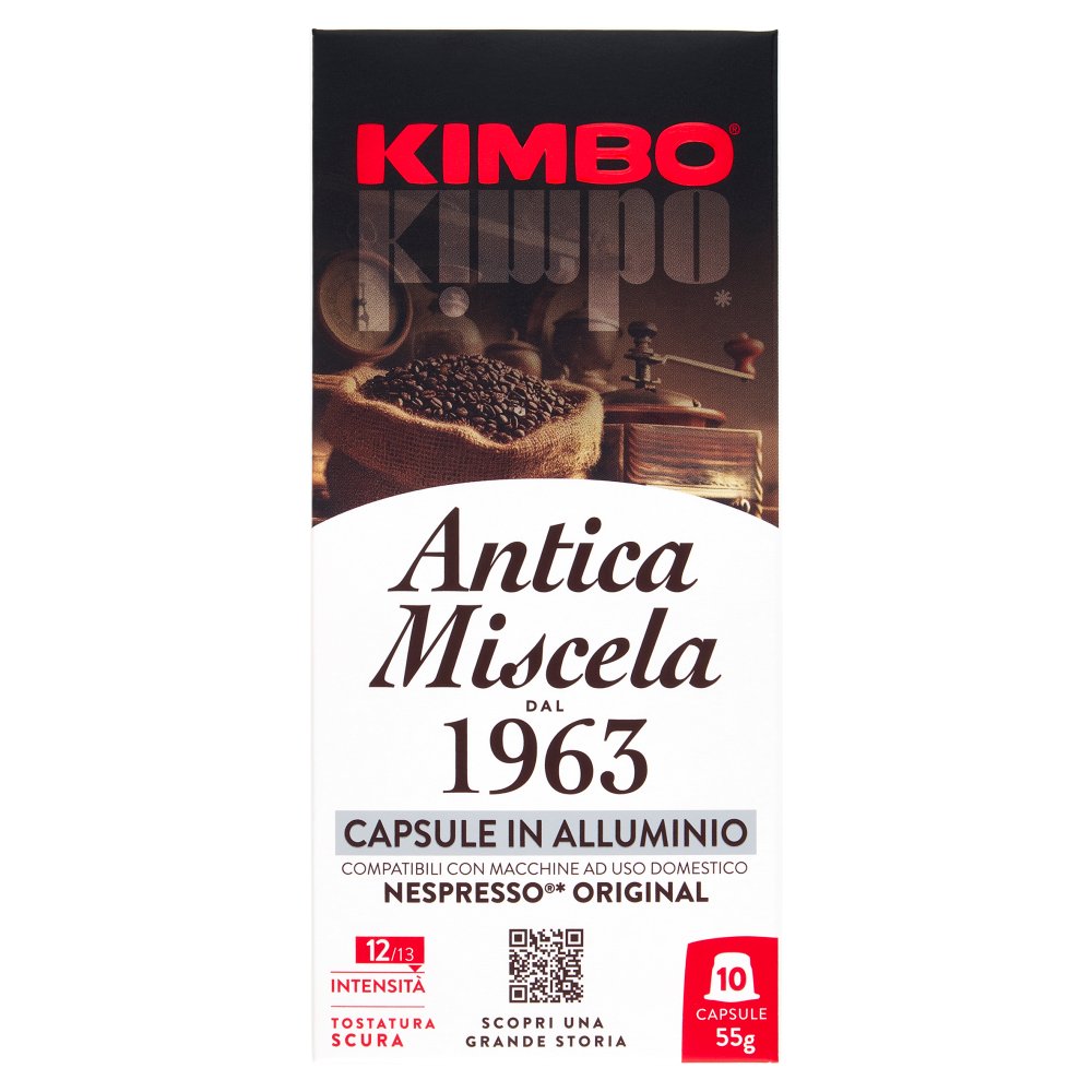 Kimbo Caffè Antica Miscela Capsule in Alluminio Compatibili con Nespresso Original Pz.10 X Gr.5,5