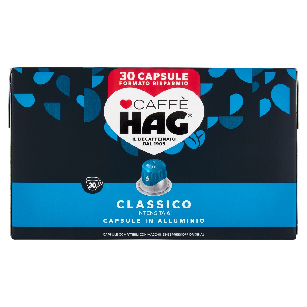 Caffè HAG Classico 6- 30 Capsule Caffè Compatibili con Macchine Nespresso® Original Gr.156