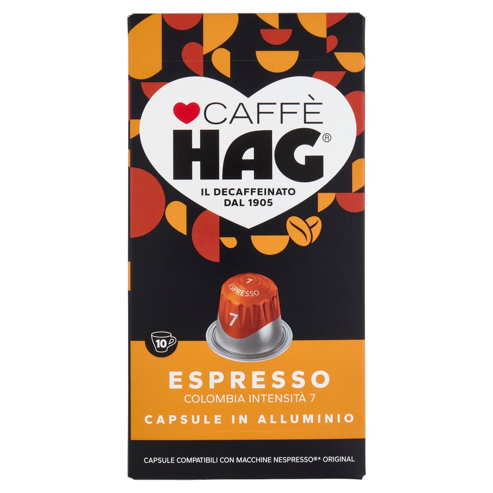 Caffè HAG Espresso Colombia Intesità 7 - 10 Capsule Caffè Compatibili con Macchine Nespresso® Original Gr.52