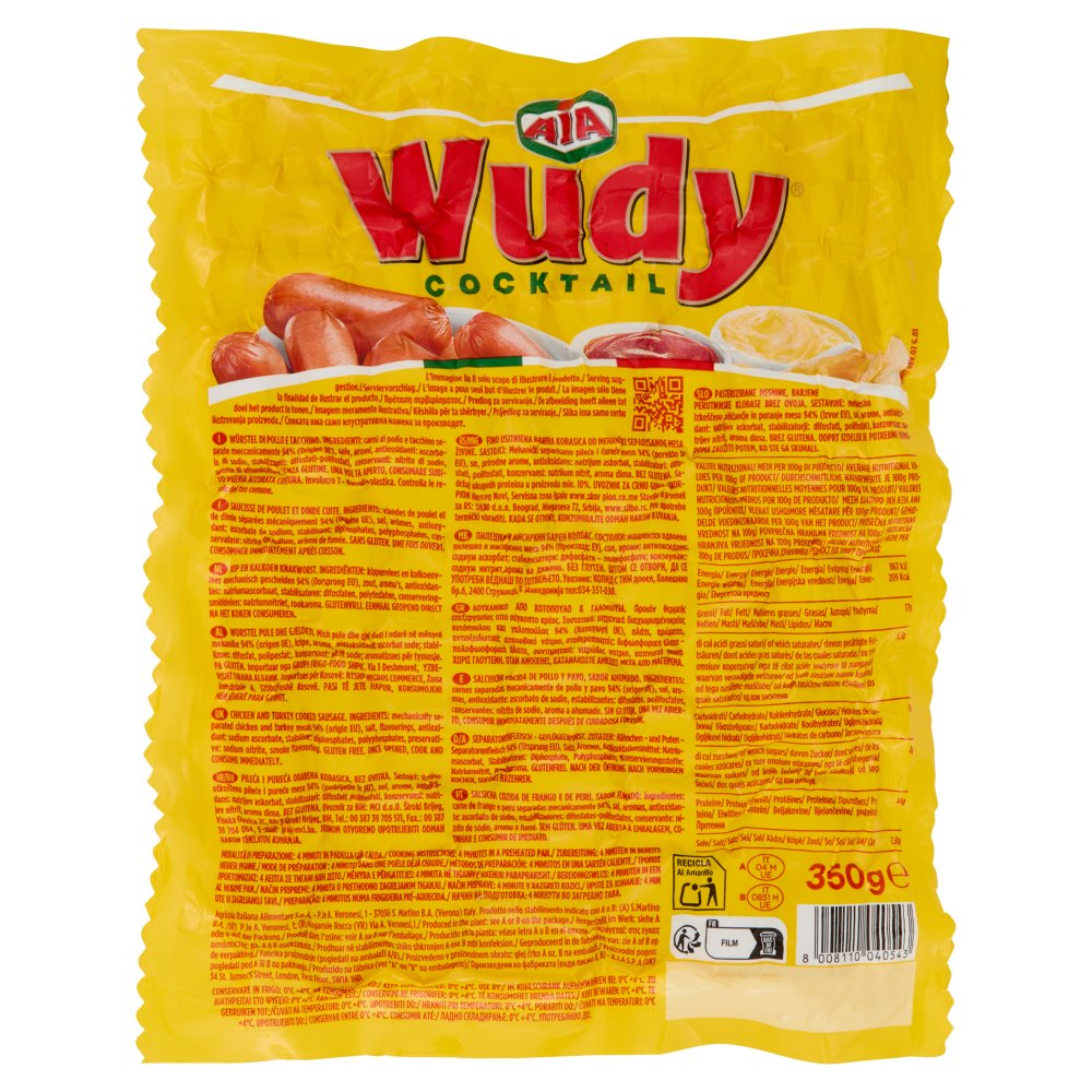 WUDY WURSTEL COCKTAIL GR.350