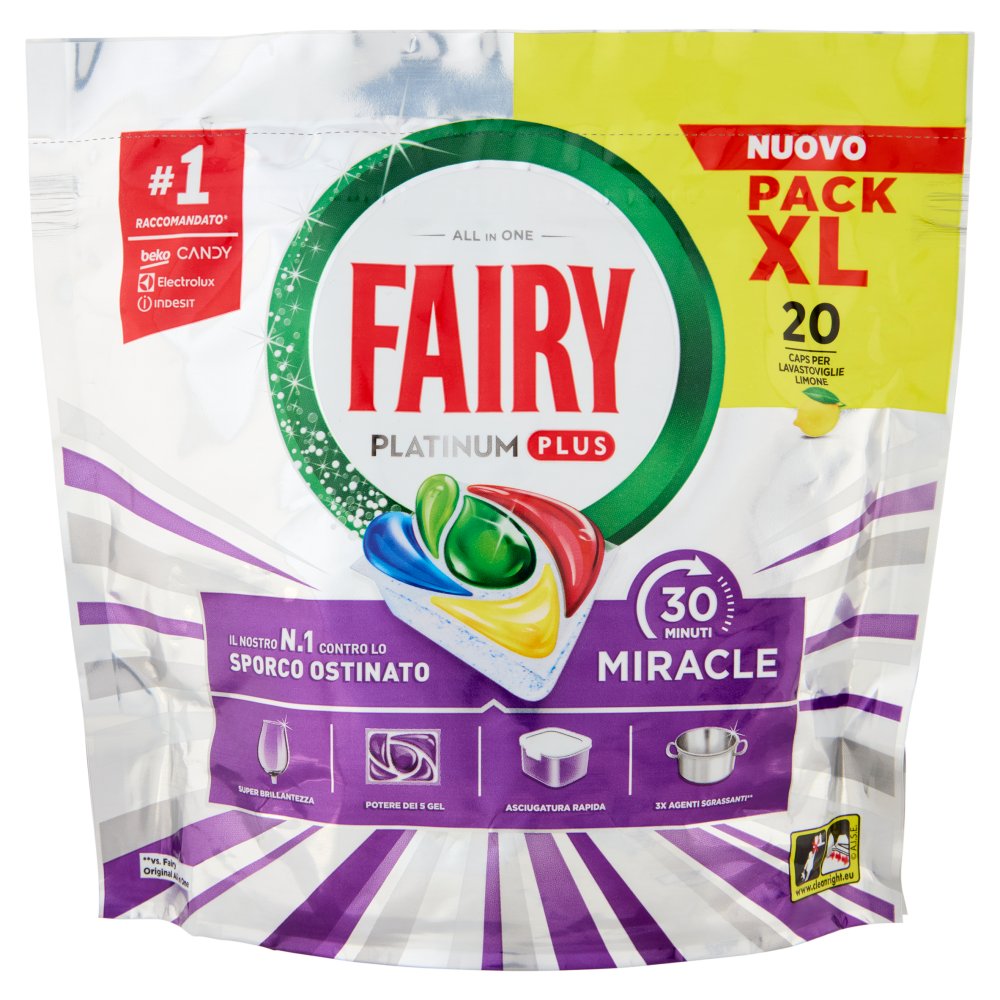 Fairy Pastiglie per Lavastoviglie Platinum Plus All in One Miracle al Limone Pz.20 Gr.329