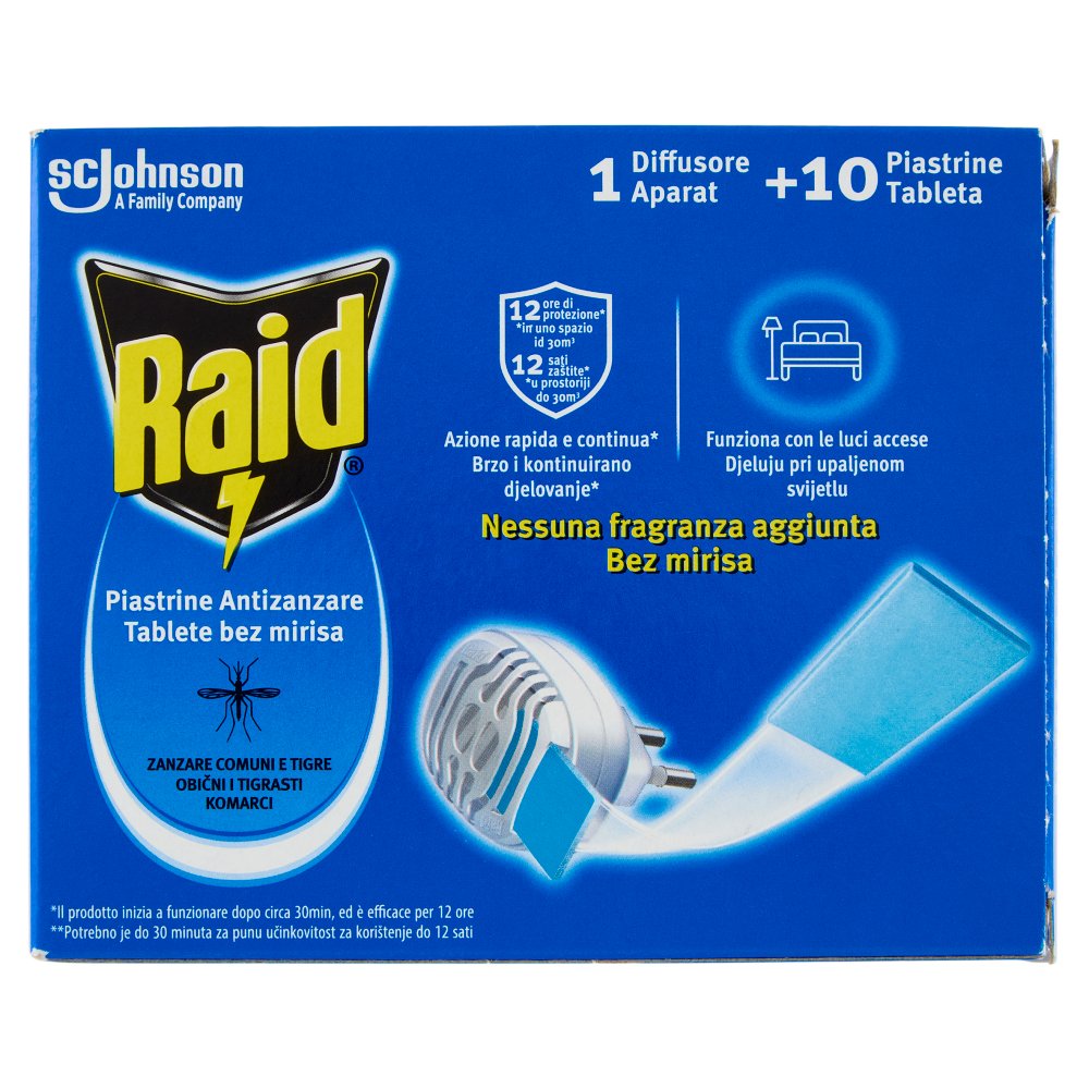 Raid Piastrine Antizanzare Diffusore Pz.1 e Ricarica Pz.10