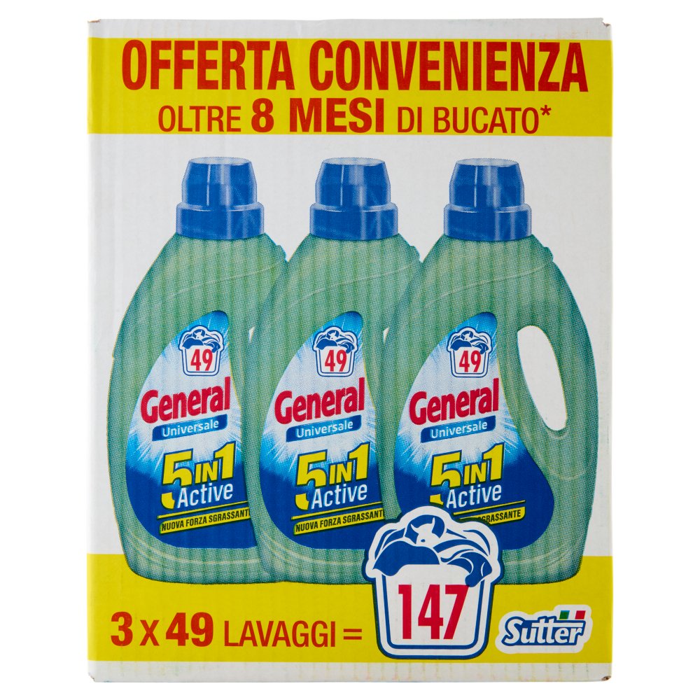 General Detersivo per Lavatrice Universale Active 5in1 Pz.3 Lt.1,98