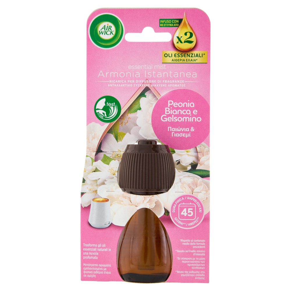 Air Wick Diffusore di Fragranza con Oli Essenziali Peonia Bianca e Gelsomino Ricarica Ml.20