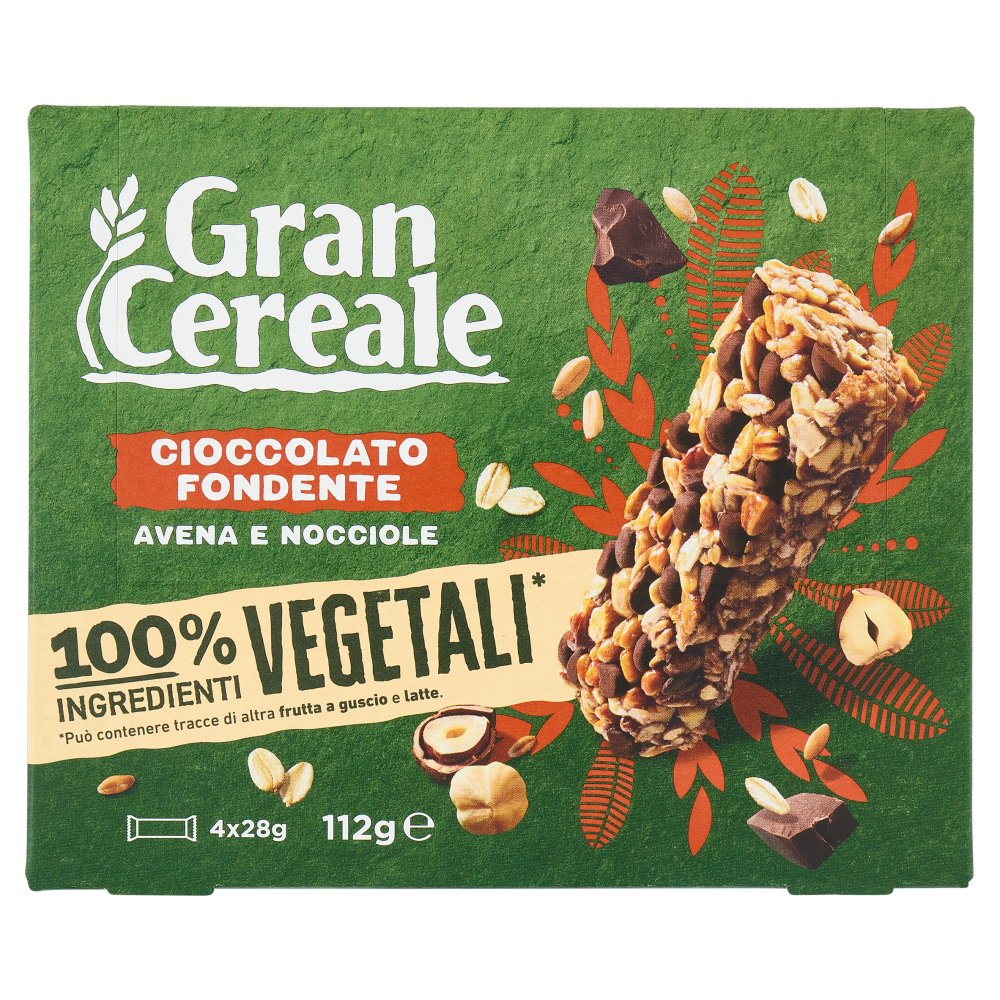 Gran Cereale Barrette Cioccolato Fondente Avena e Nocciola Pz.4 Gr.112