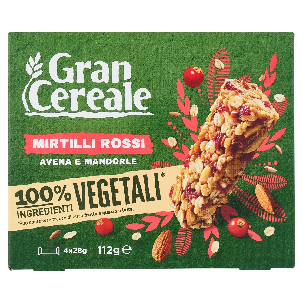 Gran Cereale Barrette Mirtilli Rossi Avena e Mandorle Pz.4 Gr.112