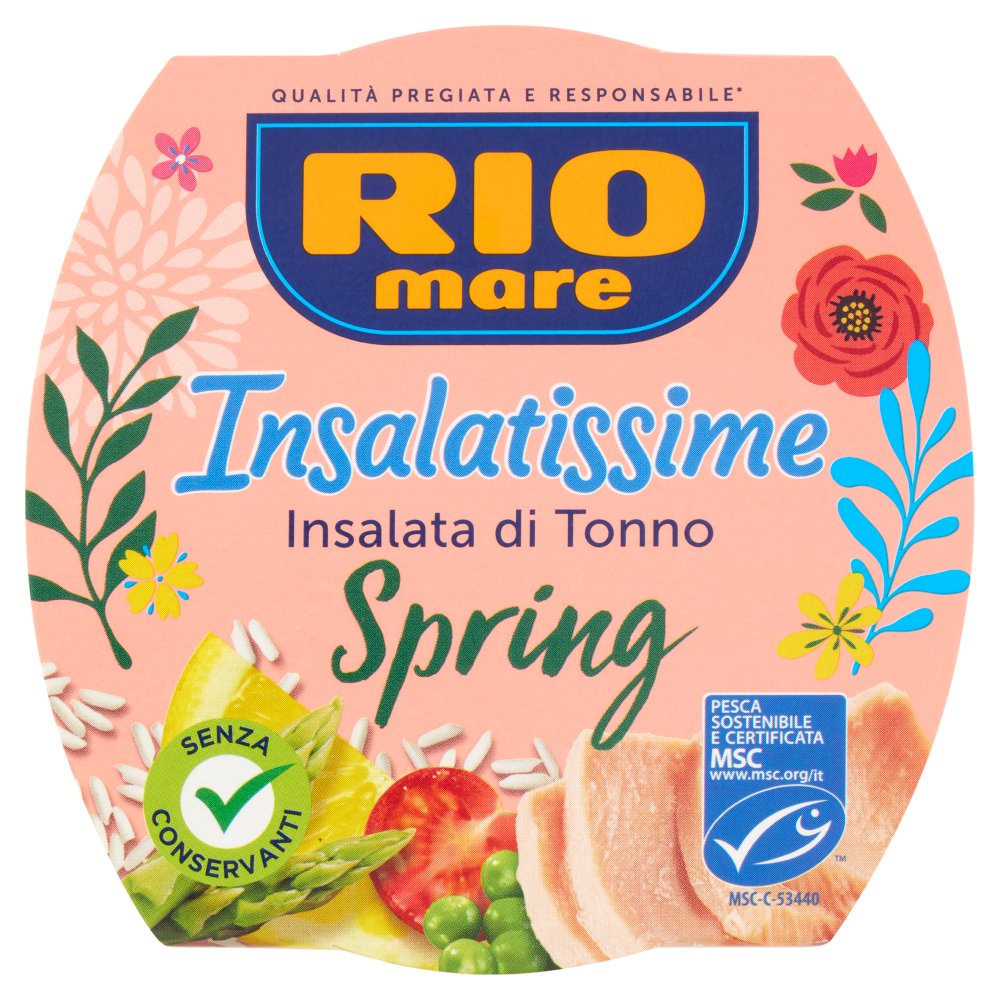 Rio Mare Insalatissime Insalata di Tonno Spring con Asparagi, Riso, Piselli, Carote e Limone Gr.160
