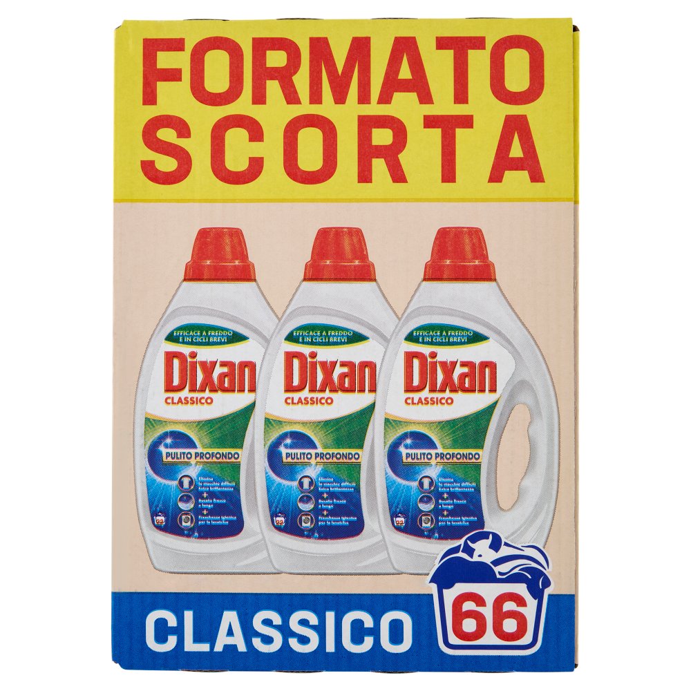 Dixan Detersivo Lavatrice Classico 66 Misurini Pz.3 Ml.990