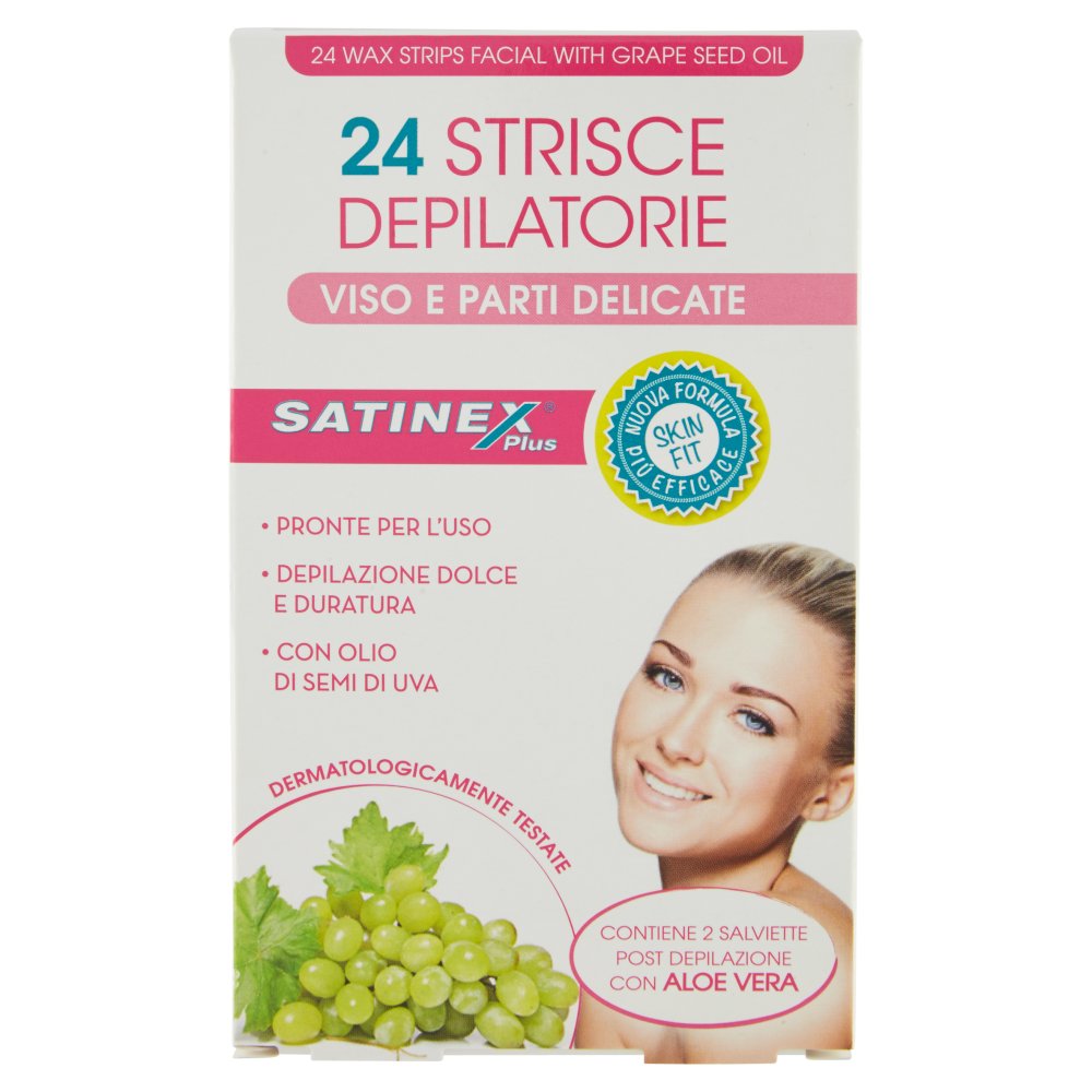 Satinex Plus Strisce Depilatorie Viso e Parti Delicate Pz.24