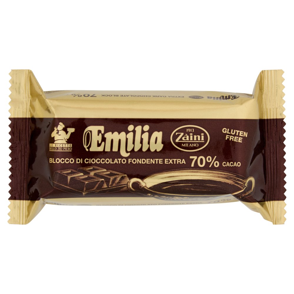 Zàini Emilia Blocco di Cioccolato Fondente Extra 70% Cacao Gr.200