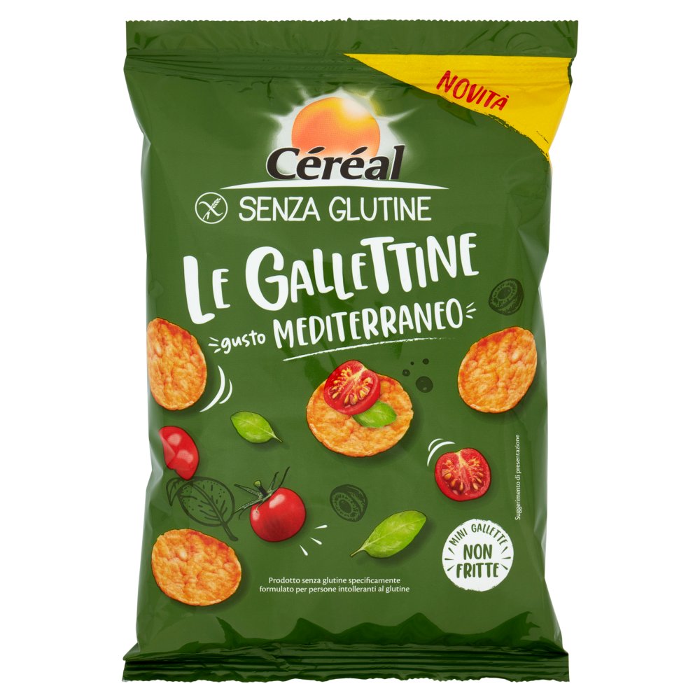 Céréal senza Glutine Le Gallettine Gusto Mediterraneo Mini Gallette ai Cereali non Fritte Gr.70