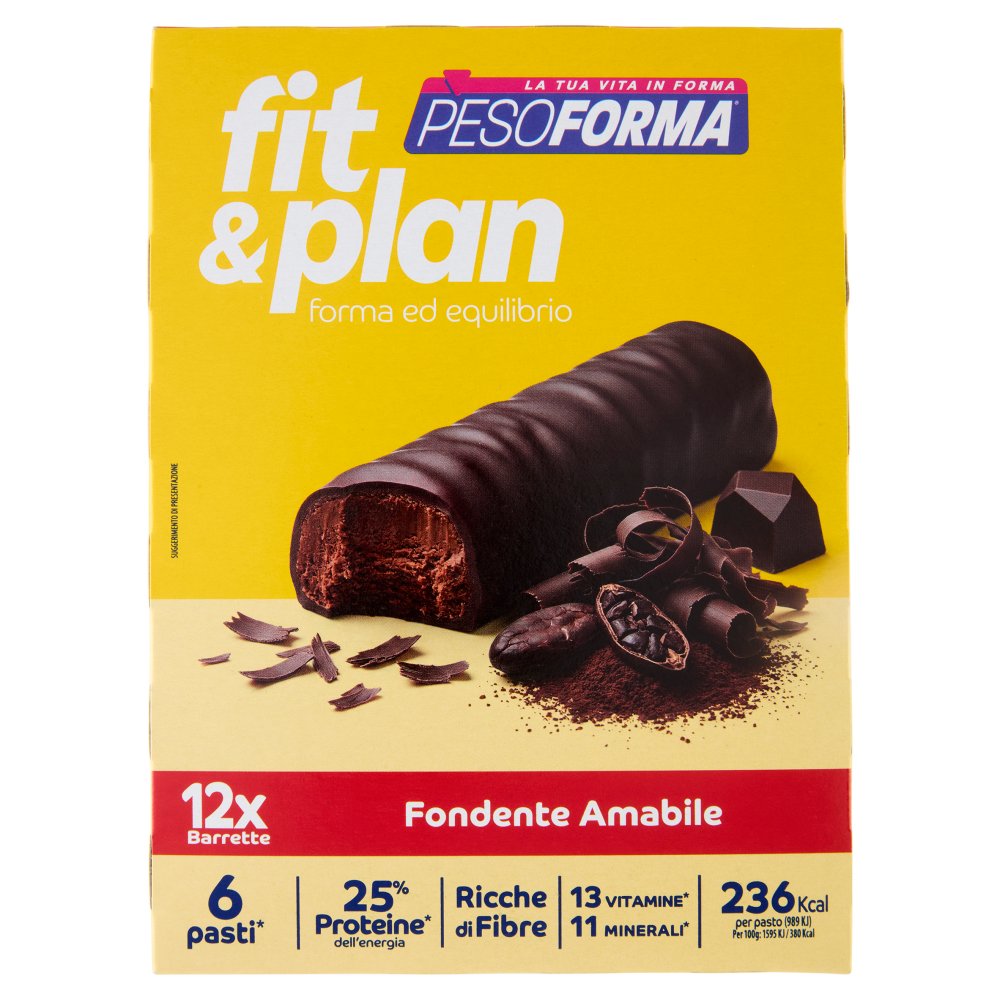 Pesoforma Fondente Amabile Barrette Ricche di Proteine e Fibre Gr.372