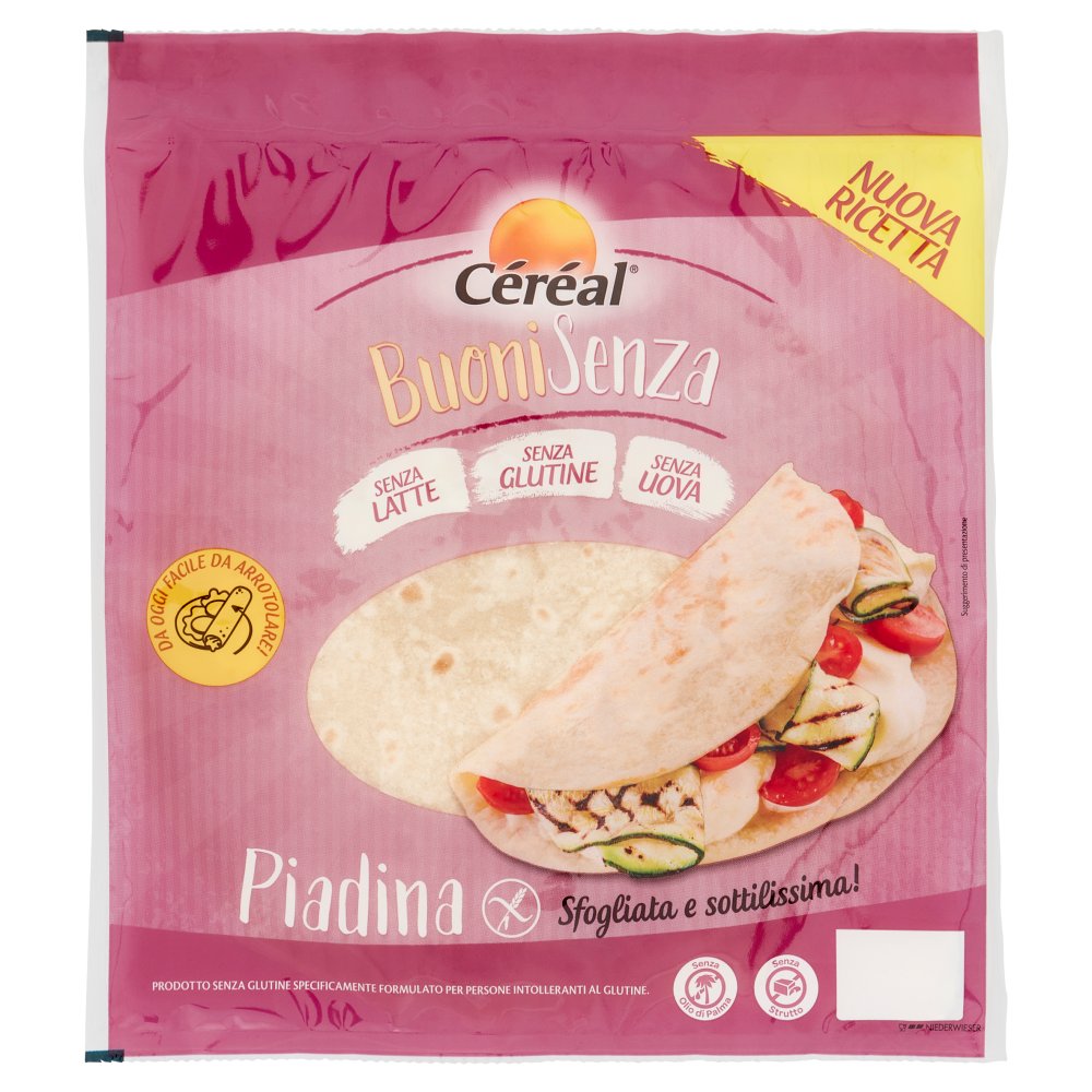 Céréal BuoniSenza Piadina Sfogliata senza Latte Glutine e Uova Pz.2 Gr.200
