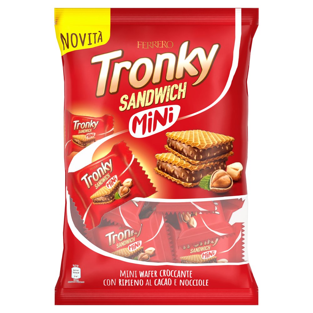 Ferrero Tronky Sandwich Mini Wafer Croccante Ripieno al Cacao e Nocciole Gr.170