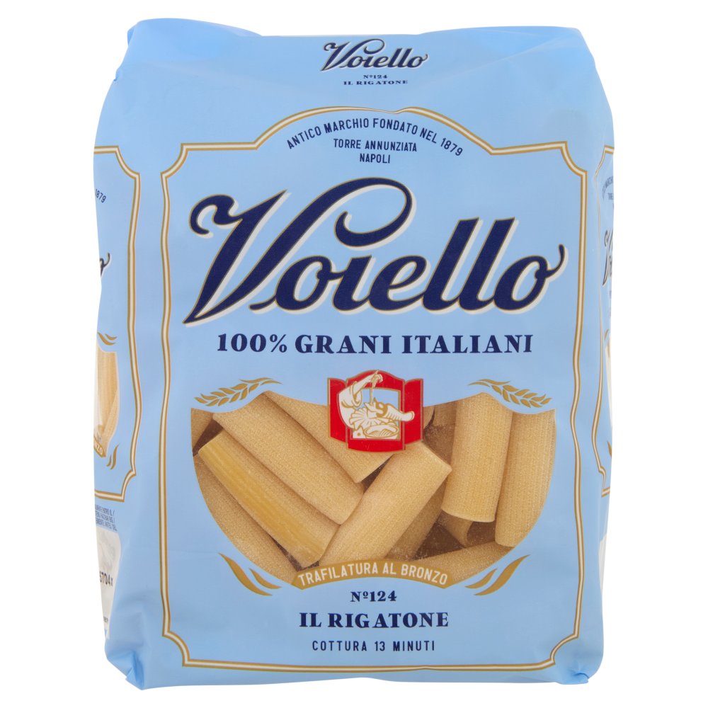 Voiello Il Rigatone N°124 Pasta Trafilata al Bronzo di Grani 100% Italiani Gr.500