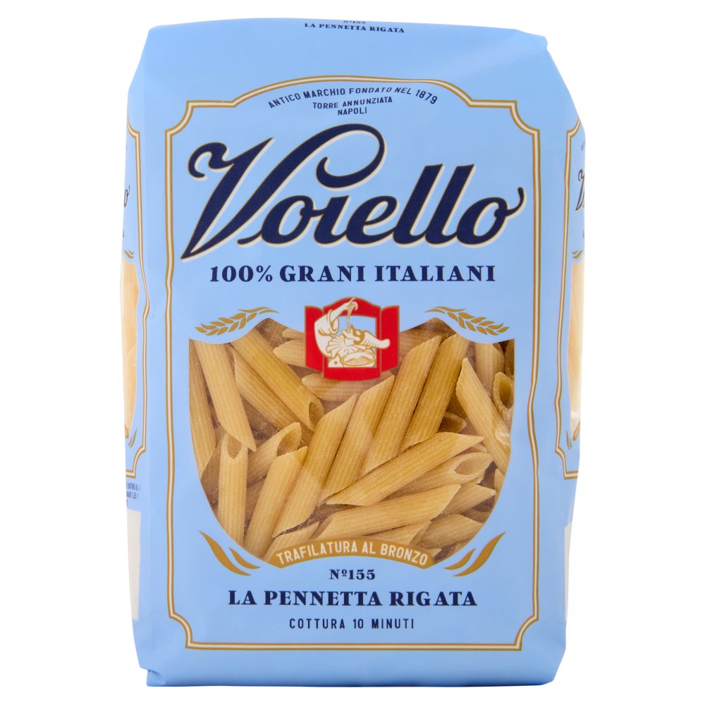 Voiello La Penna Zito Rigata N°155 Pasta Trafilata al Bronzo di Grano Aureo 100% Italiano Gr.500