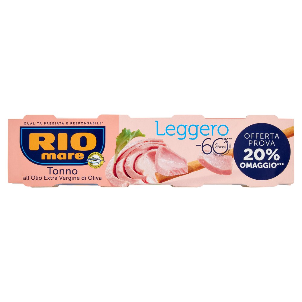 Rio Mare Tonno all'Olio Extra Vergine di Oliva Leggero Gr.60 X Pz.4