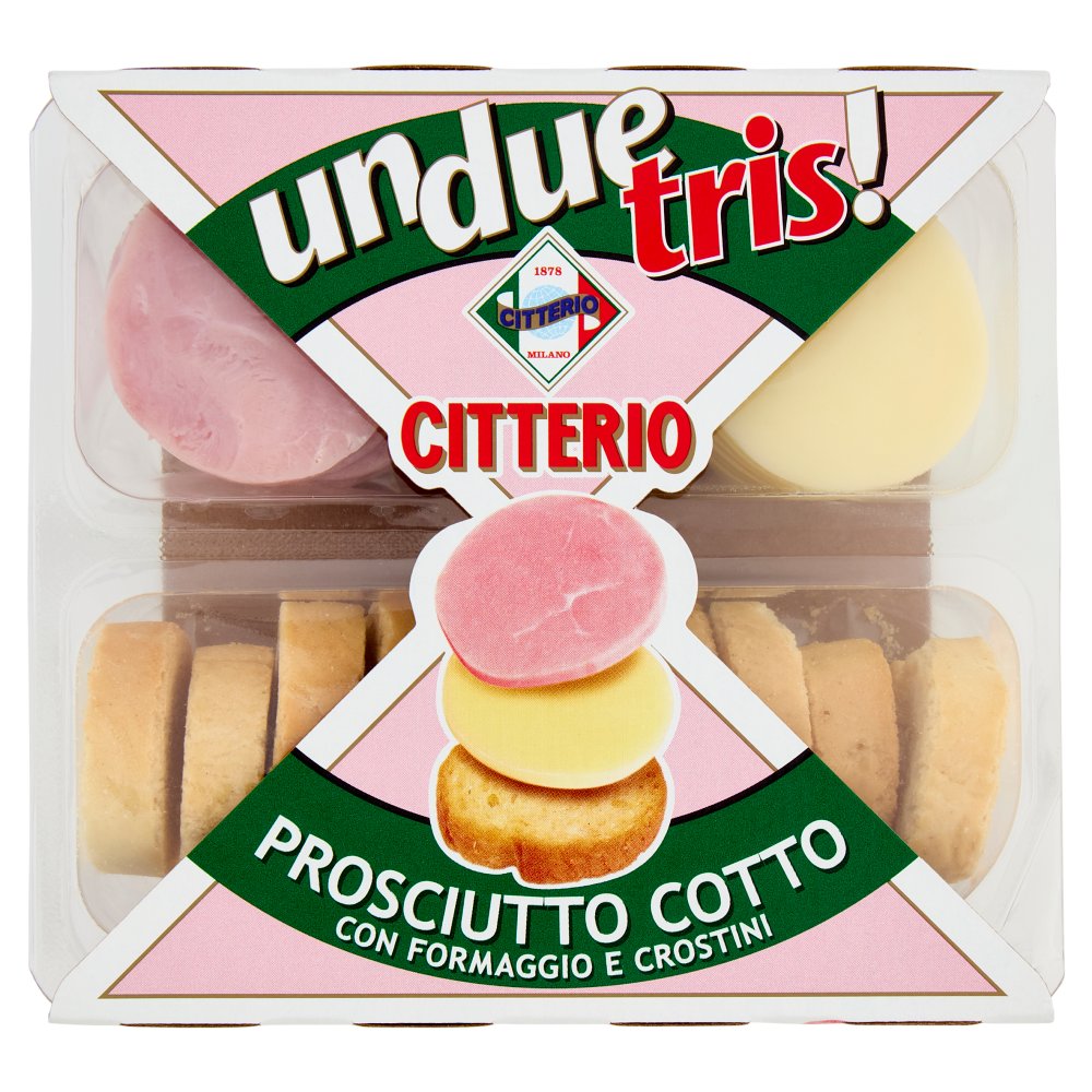 Citterio UnDueTris! Prosciutto Cotto con Formaggio e Crostini Gr.100 