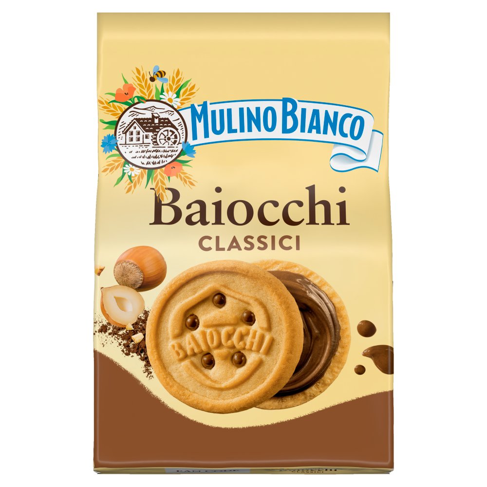 Mulino Bianco Baiocchi Biscotti con Crema alla Nocciola e Cacao Gr.260