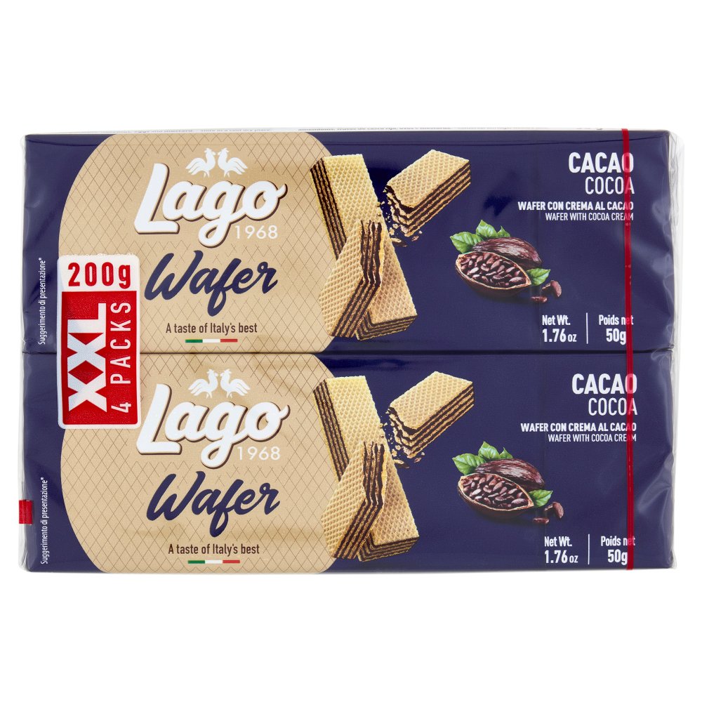 Gastone Lago Wafer al Cacao Multipack Pz.4 X Gr.50