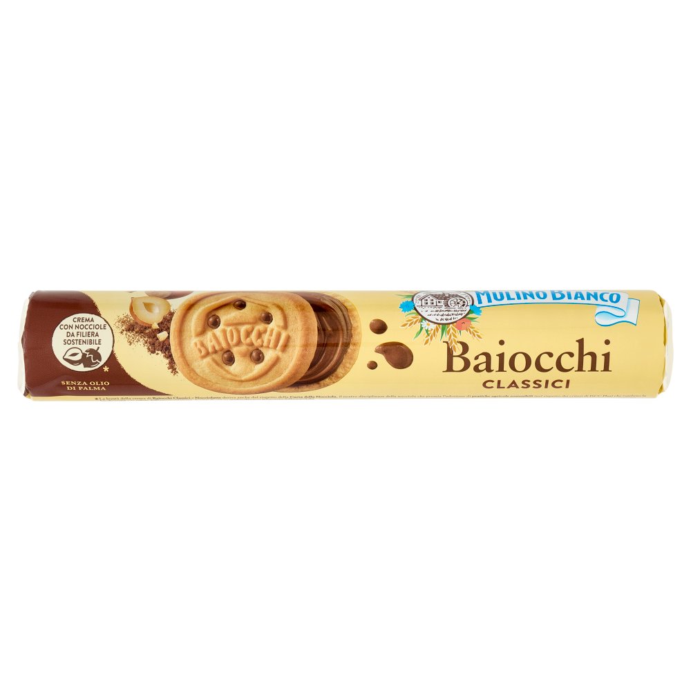 Mulino Bianco Baiocchi Biscotti con Crema alla Nocciola Tubo Gr.168