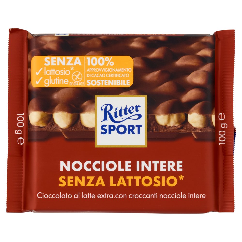 Ritter Sport Cioccolato Nocciole Intere senza Lattosio Gr.100