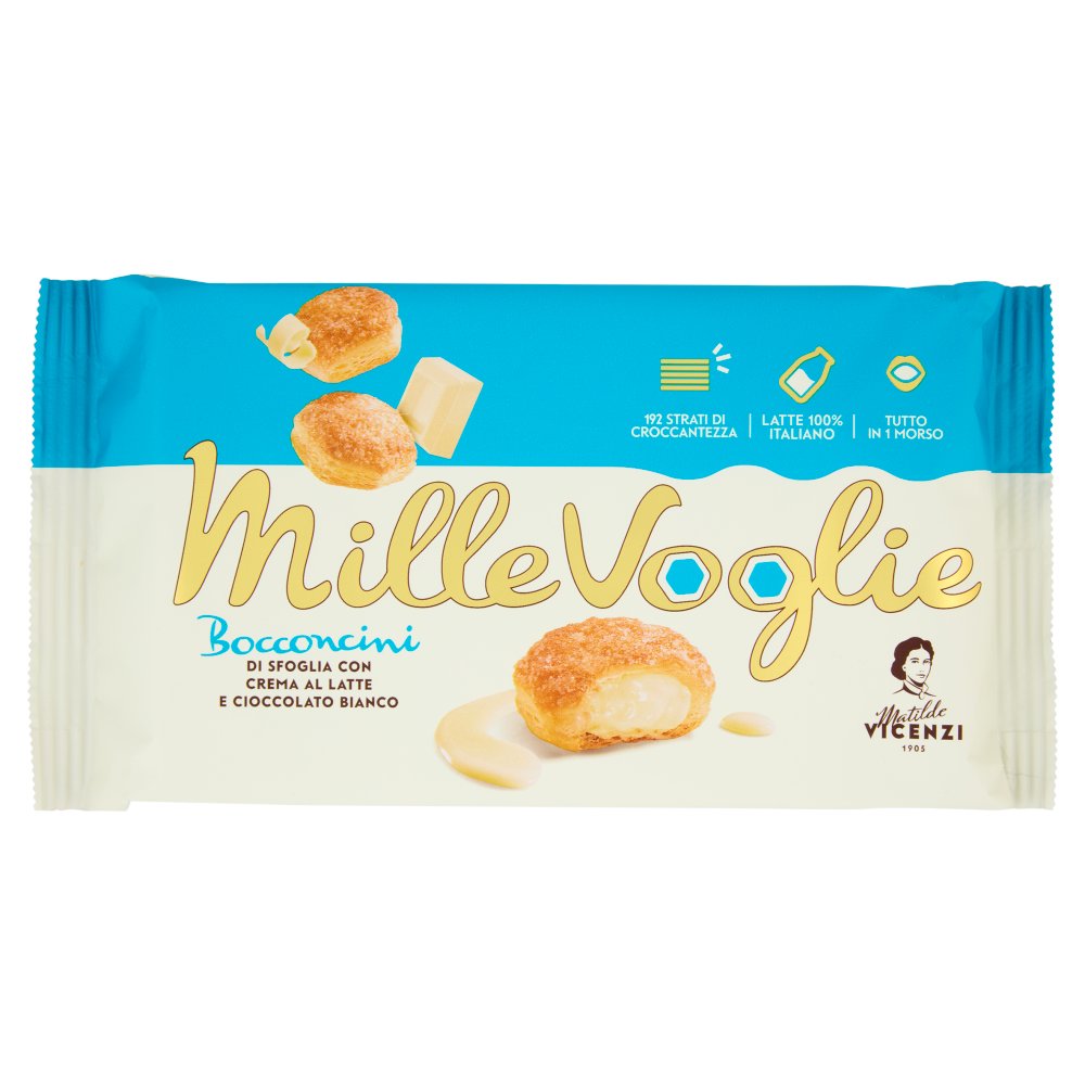 Matilde Vicenzi Bocconcini con Crema al Latte 100% Italiano e Cioccolato Bianco Gr.100