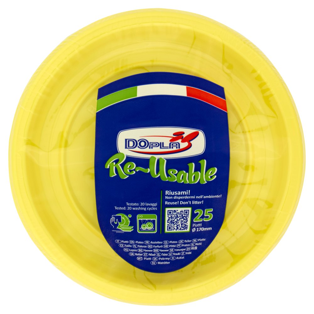 Dopla Piatti Frutta Riutilizzabili Gialli Pz.25