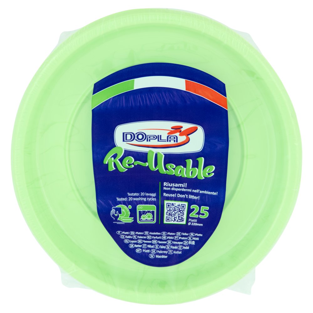 Dopla Piatti Piani Riutilizzabili Verde Pz.25