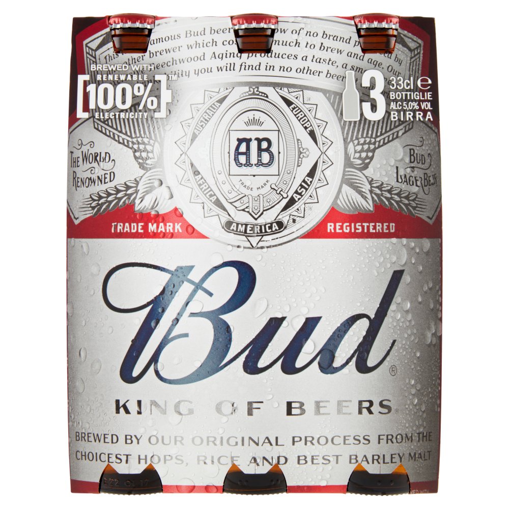 Bud Birra Lager Bottiglia Cl.33 X 3 Vol.5°