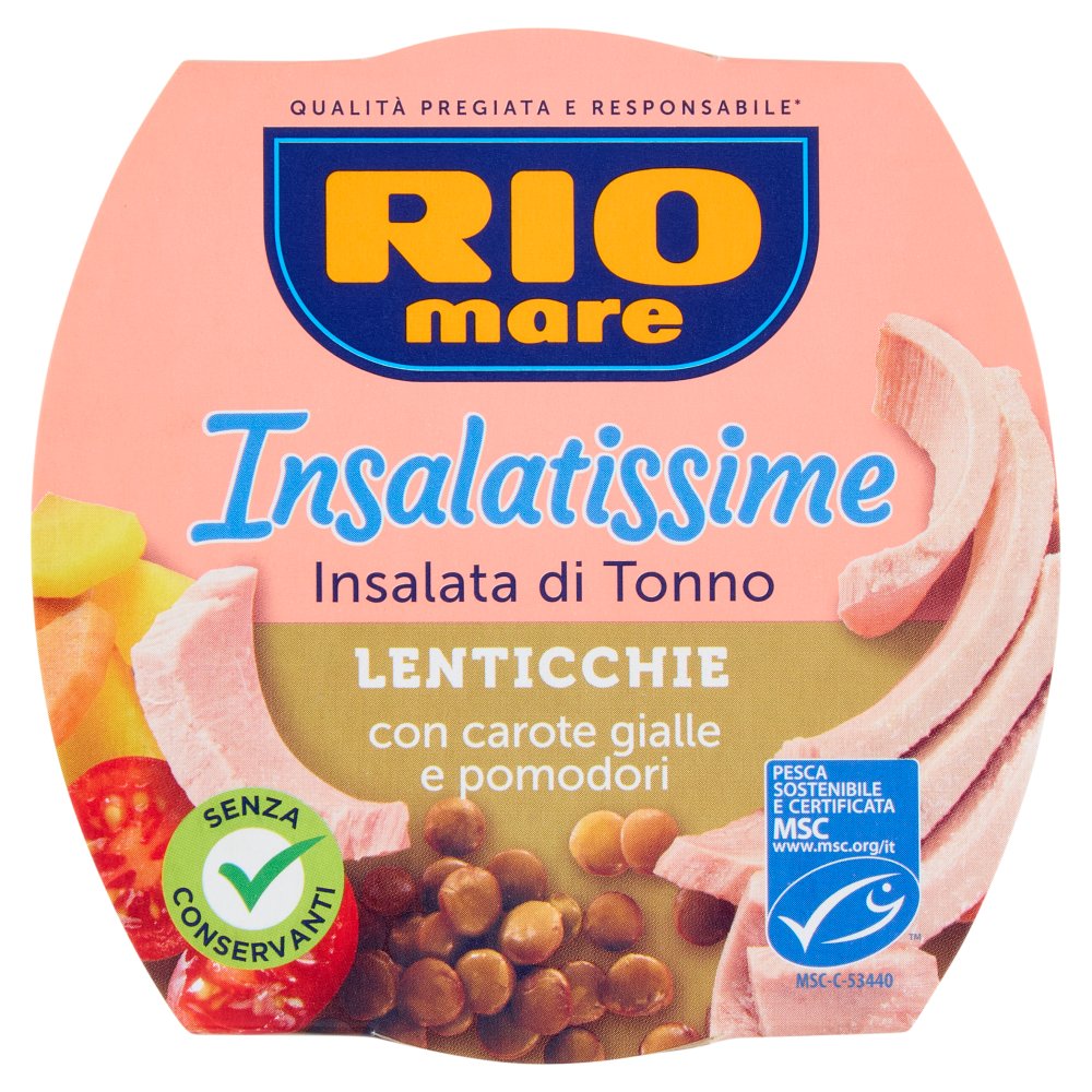 Rio Mare Insalatissime Insalata di Tonno Lenticchie con Carote Gialle e Pomodori Gr.160