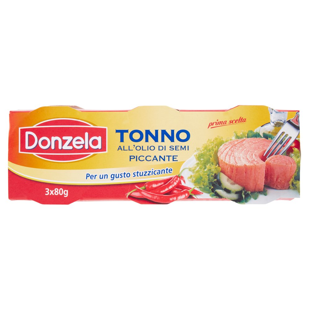 Donzela Tonno all'Olio di Semi Piccante Pz.3X Gr.80
