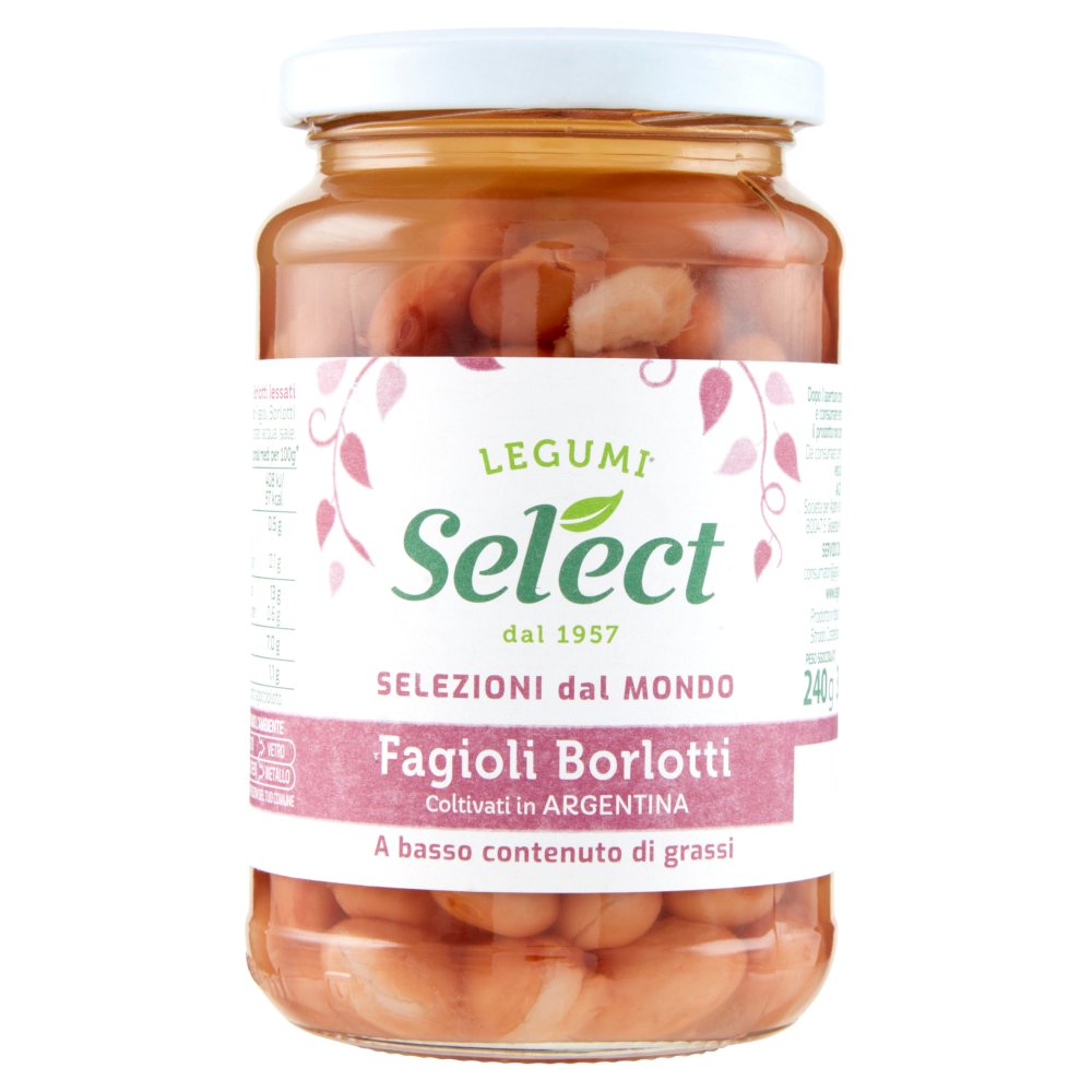 Select Fagioli Borlotti Lessati Vaso Vetro Gr.350