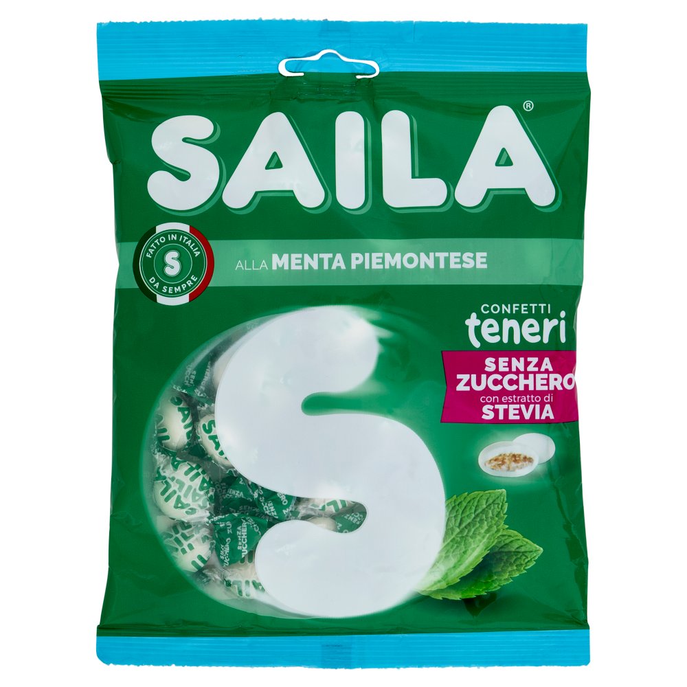 Saila Confetti Teneri alla Menta Piemontese Senza Zucchero con Estratto di Stevia Gr.75