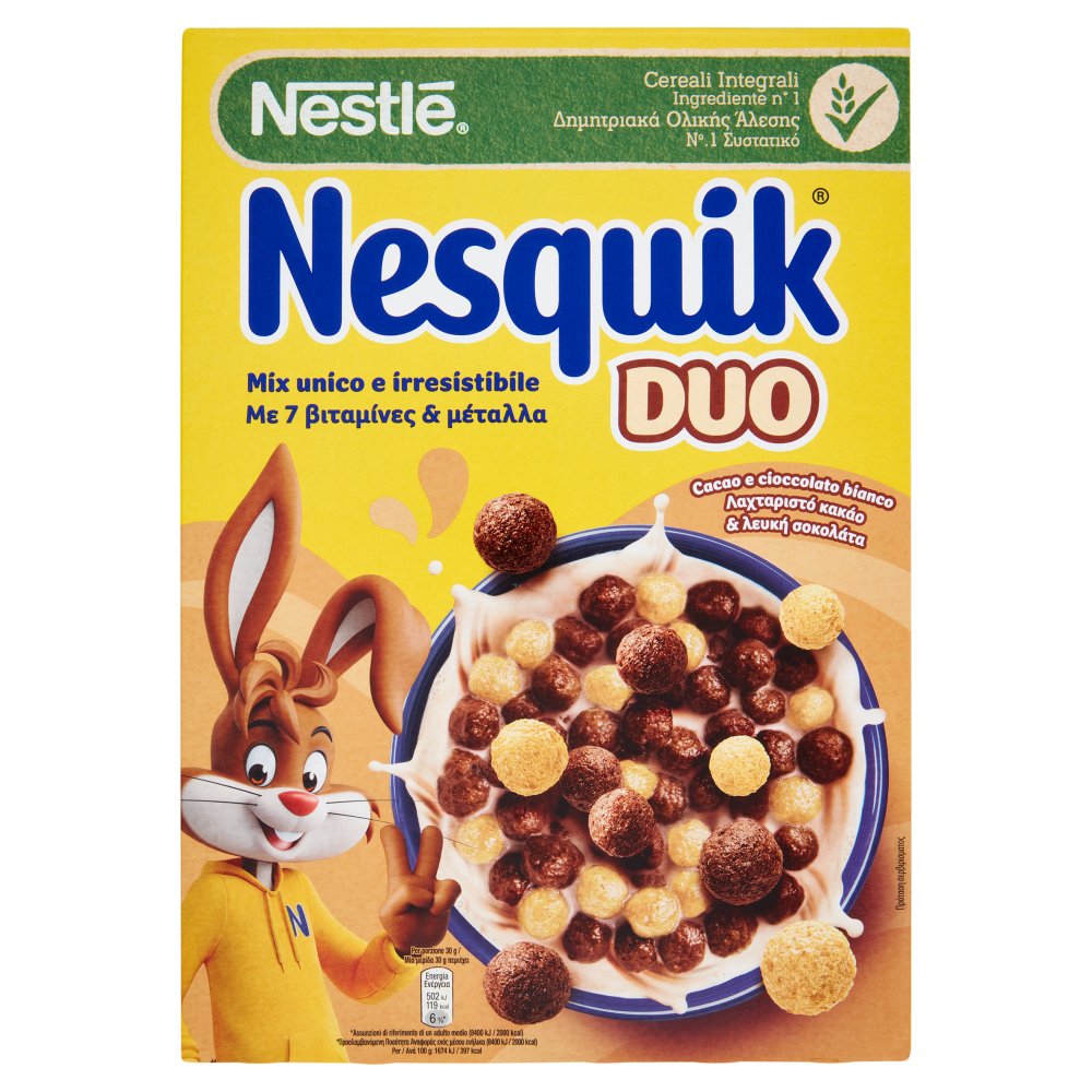 Nesquik Cereali Integrali Duo Palline al Cacao e Cioccolato Bianco Gr.325