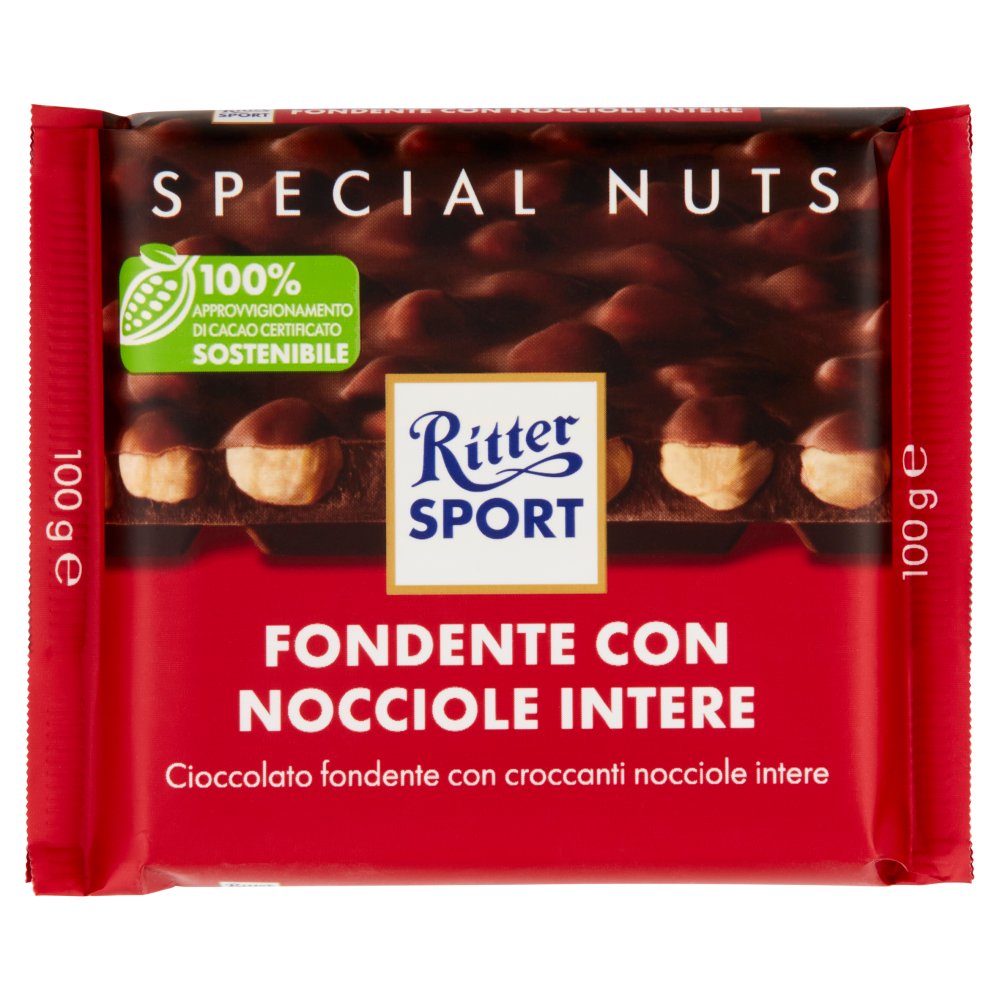 Ritter Sport Gr.100 Cioccolato Fondente con Nocciole Intere