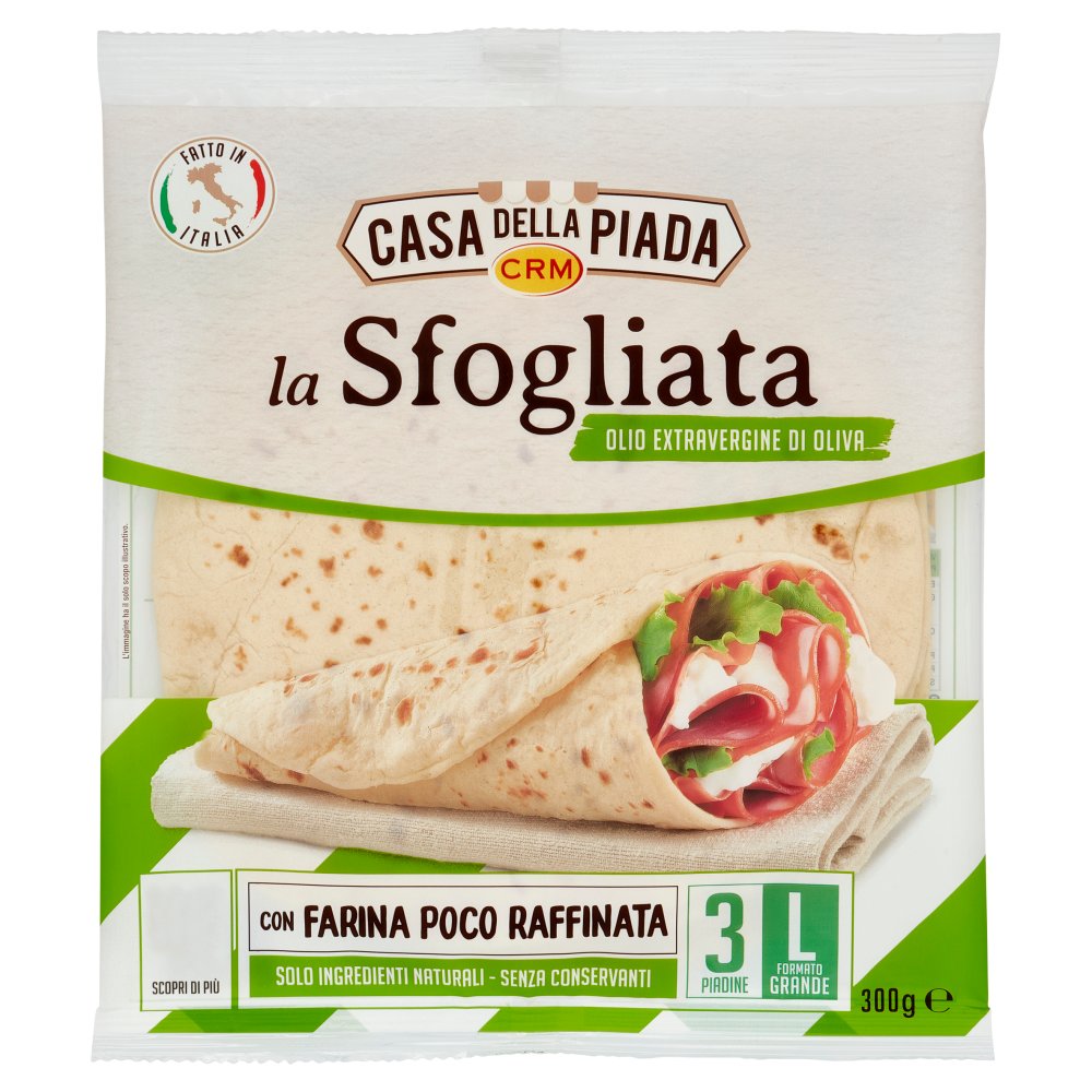 Casa della Piada CRM Sfogliata all'Olio Extra Vergine di Oliva Pz.3 Gr.300