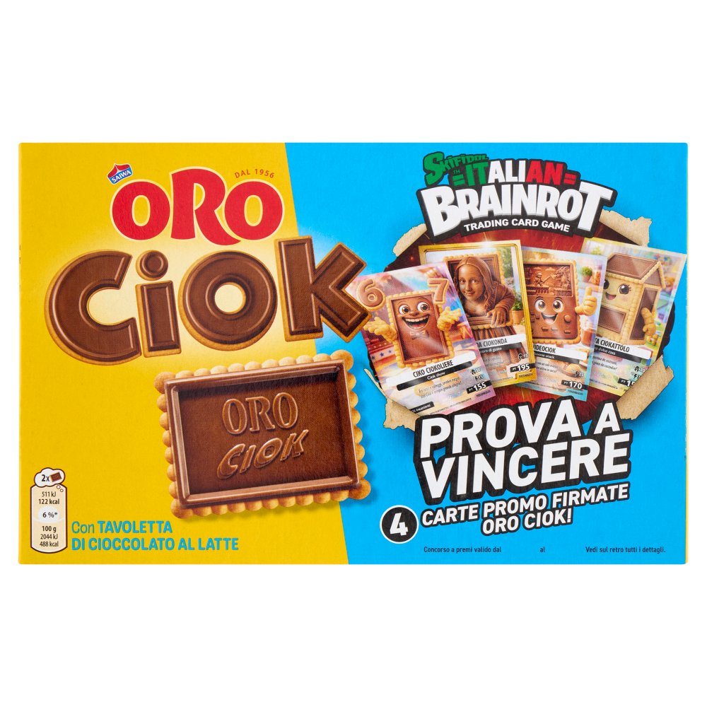 Oro Saiwa Oro Ciok Biscotti con Tavoletta di Cioccolato al Latte Pz.10 Gr.25