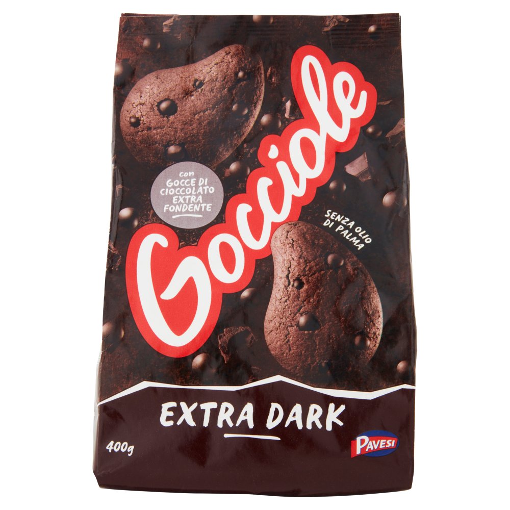 Pavesi Gocciole Extra Dark Biscotti con Gocce di Cioccolato Extra Fondente Gr.400