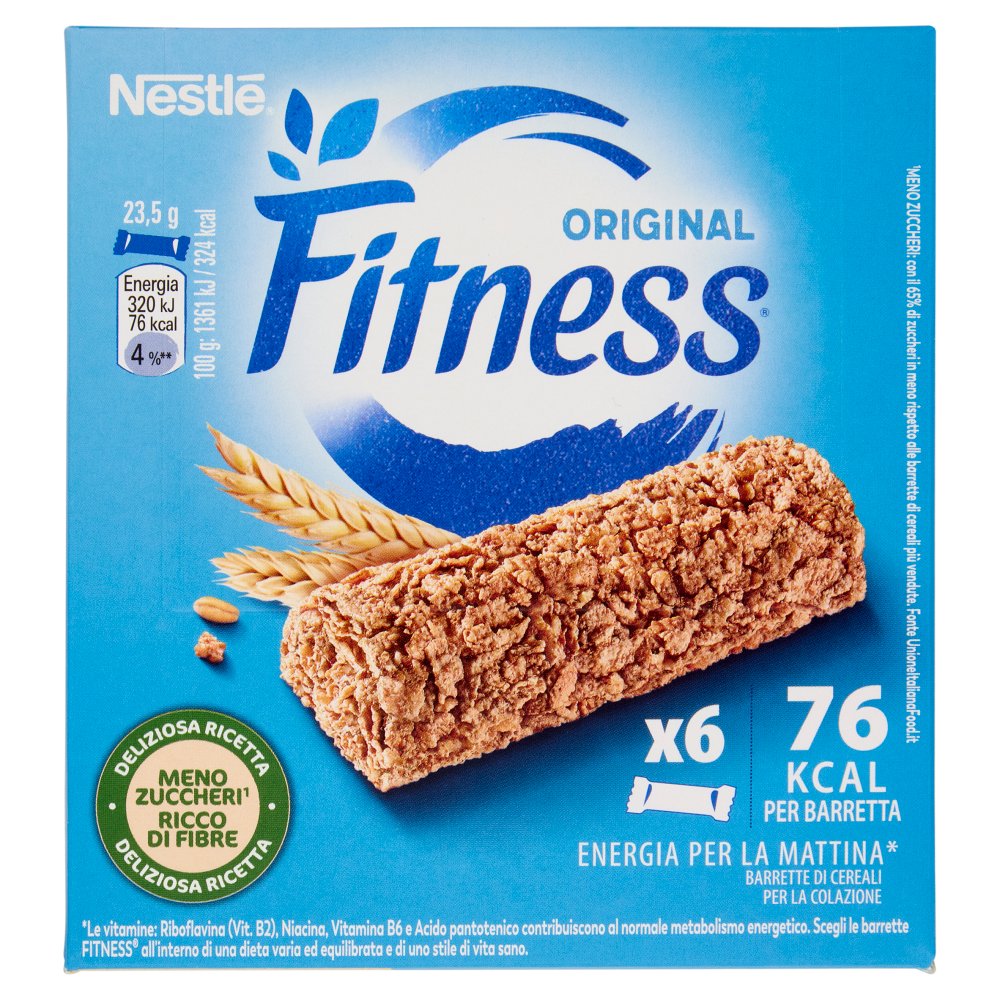 Nestle' Fitness Naturale Barrette di Cereali Integrali Gr.23,5 X Pz.6