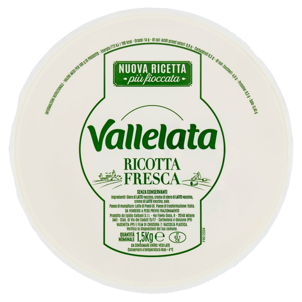 VALLELATA RICOTTA KG.1,5 PZ.1