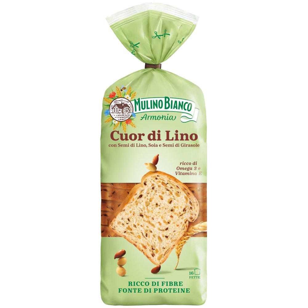 Mulino Bianco Cuor di Lino Pane di Semi di Lino, Soia e Semi di Girasole Gr.400