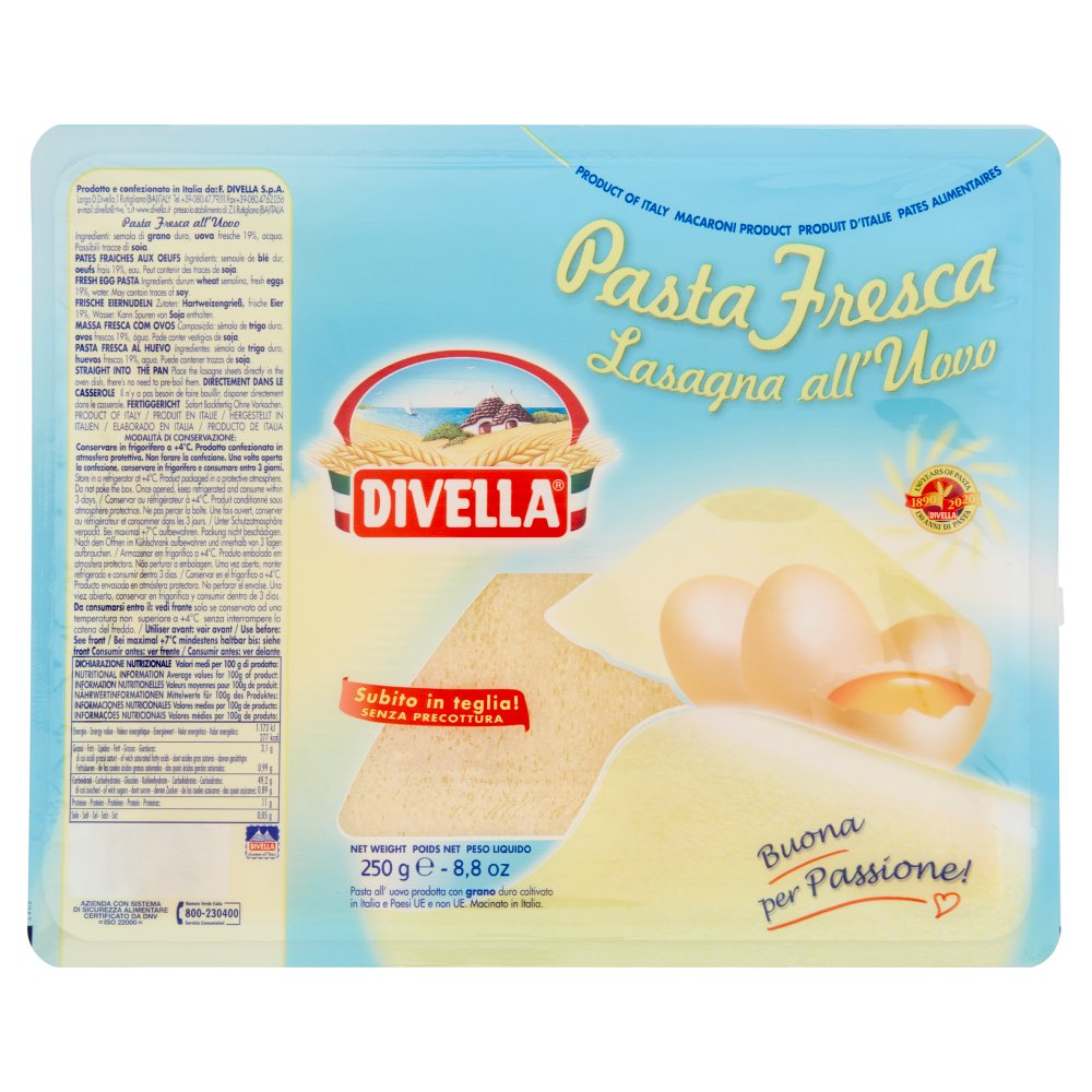 DIVELLA LASAGNE ALL'UOVO GR.250