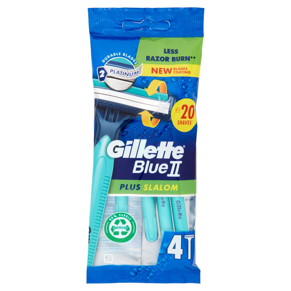 Gillette Blue II Plus Slalom Rasoi con Striscia Emoliente Pz.4