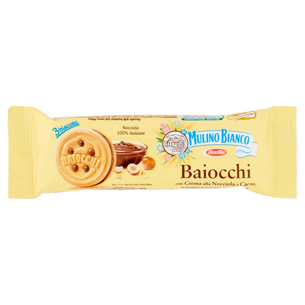 Mulino Bianco Baiocchi Biscotti con Crema alla Nocciola Monoporzione Gr.28