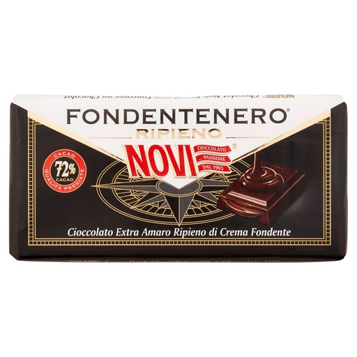 [000007292] Novi Tavoletta Fondente Nero Ripieno 72% Gr.105